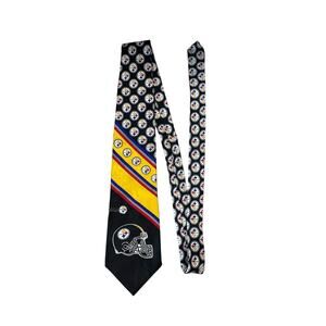 Vintage Pittsburgh Steelers 100% Silk Tie Official Team NFL With Clip- Football
